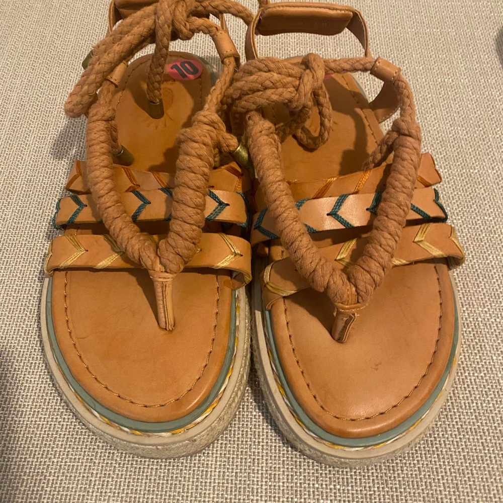 Farm Rio Rope Tie Flatform Sandals-NWOT - Picture 2 of 9
